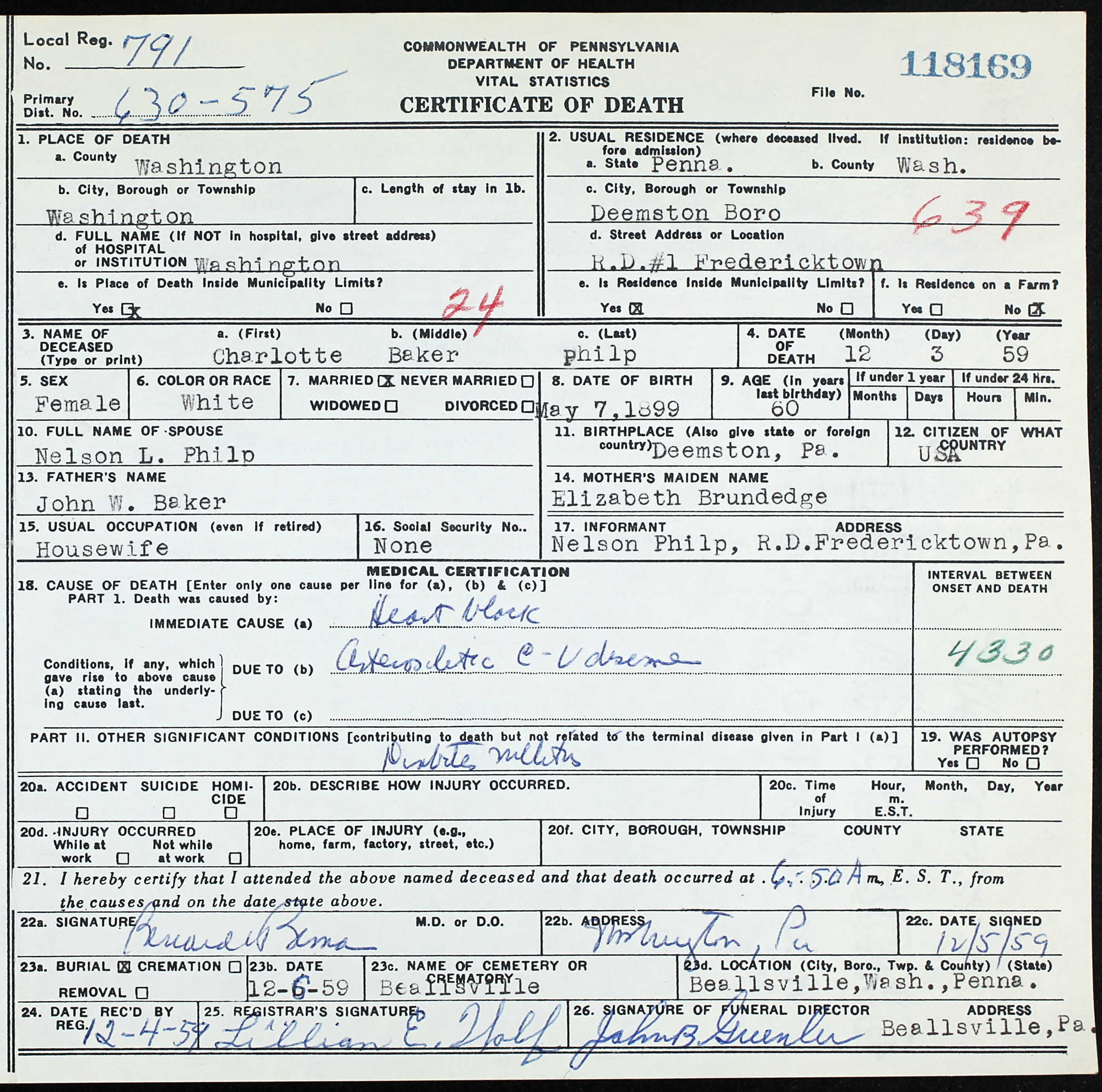 death certificate